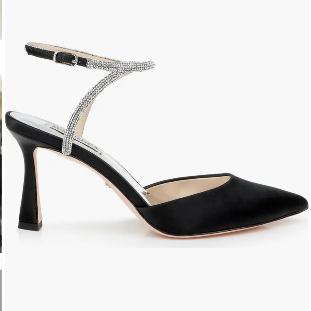 Badgley Mischka Kamilah Black Satin Crystal
Ankle Strap Pumps NIBox Size 7 - Picture 3 of 13